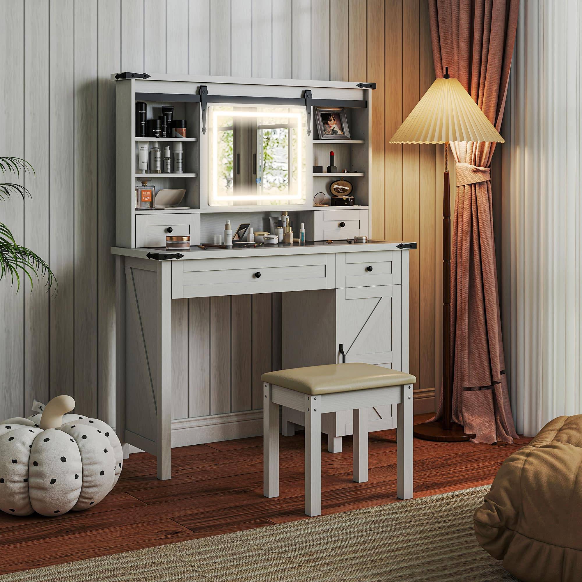 Vanity set with mirror and lights Homcom 42 Inch Vanity Set With Mirror And Lights Dressing Table