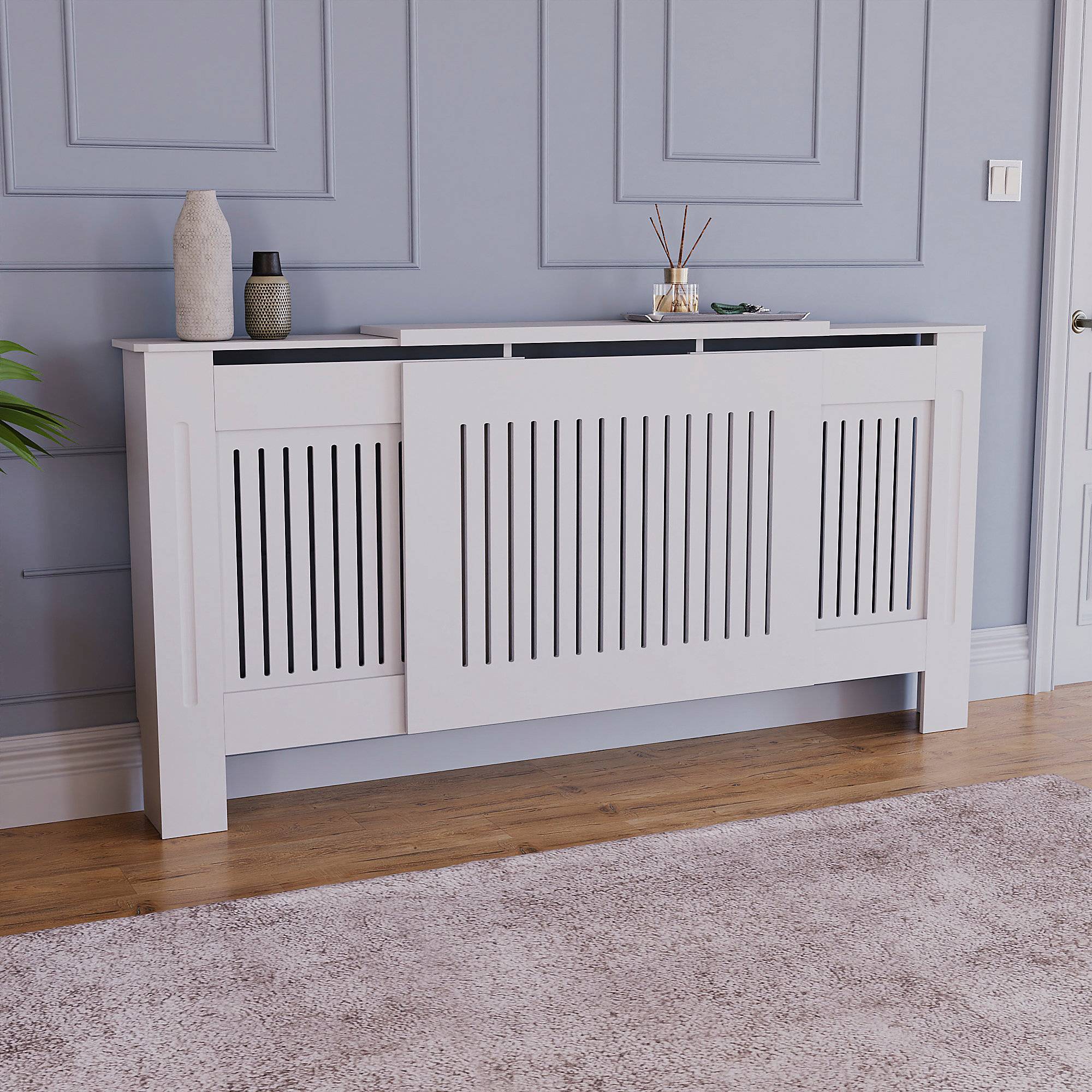 Chelsea Adjustable White MDF Radiator Cover