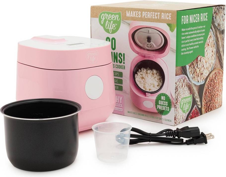 Steamer GreenLife 4 Cup Rice Grains Cooker Pink