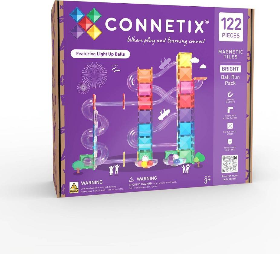 Magnetic tiles CONNETIX Magnetic Tiles Bright Ball Run Pack 122pc
