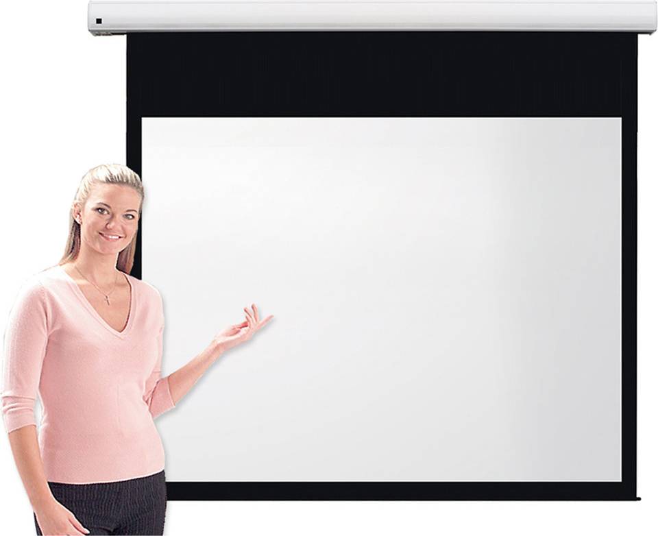 Pro Channel Fix White Electric Projection Screen