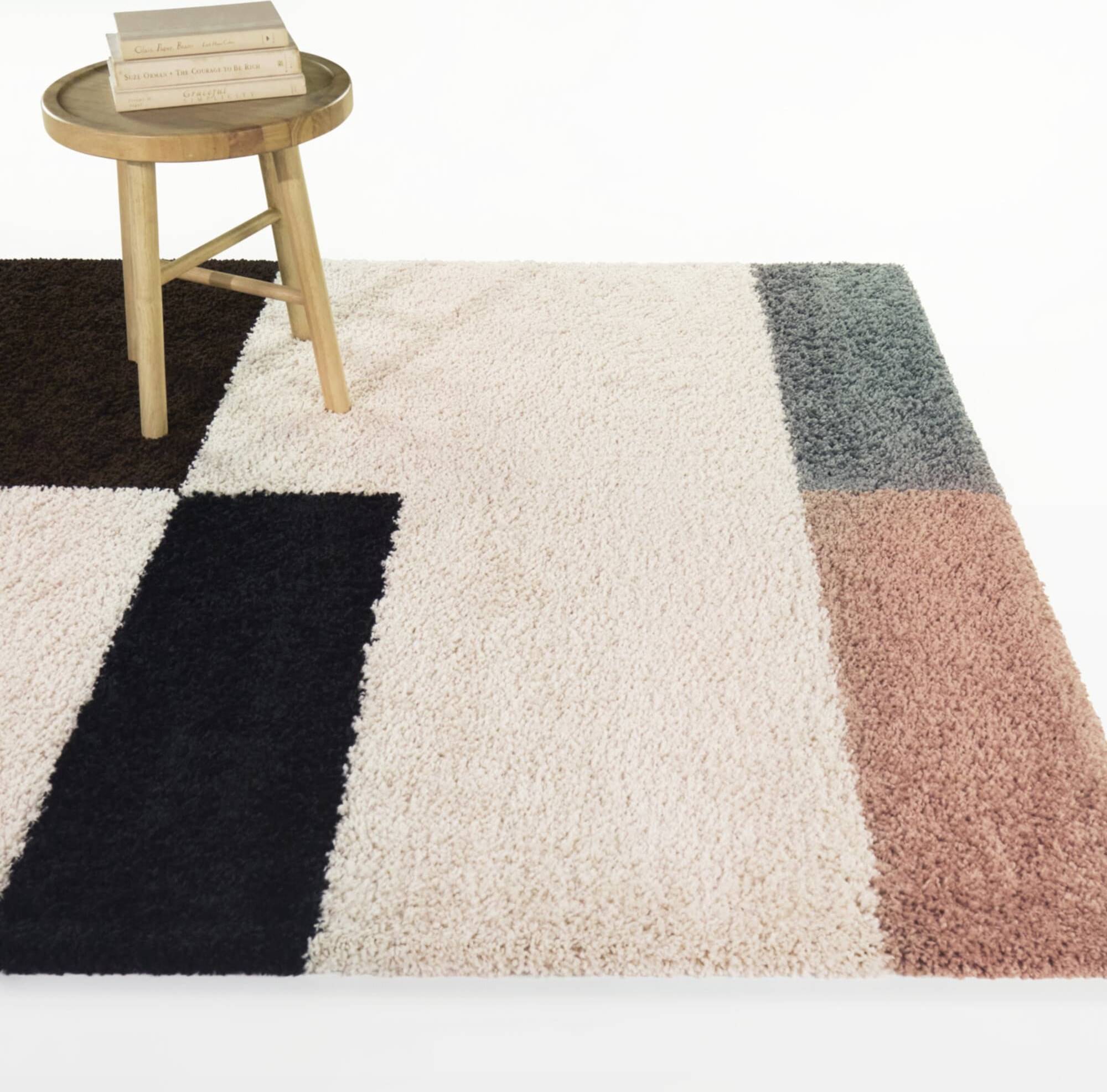 Balta Rugs Daniel Color Block Shag Area Rug 5'3" x 7' Brown, Multicolor