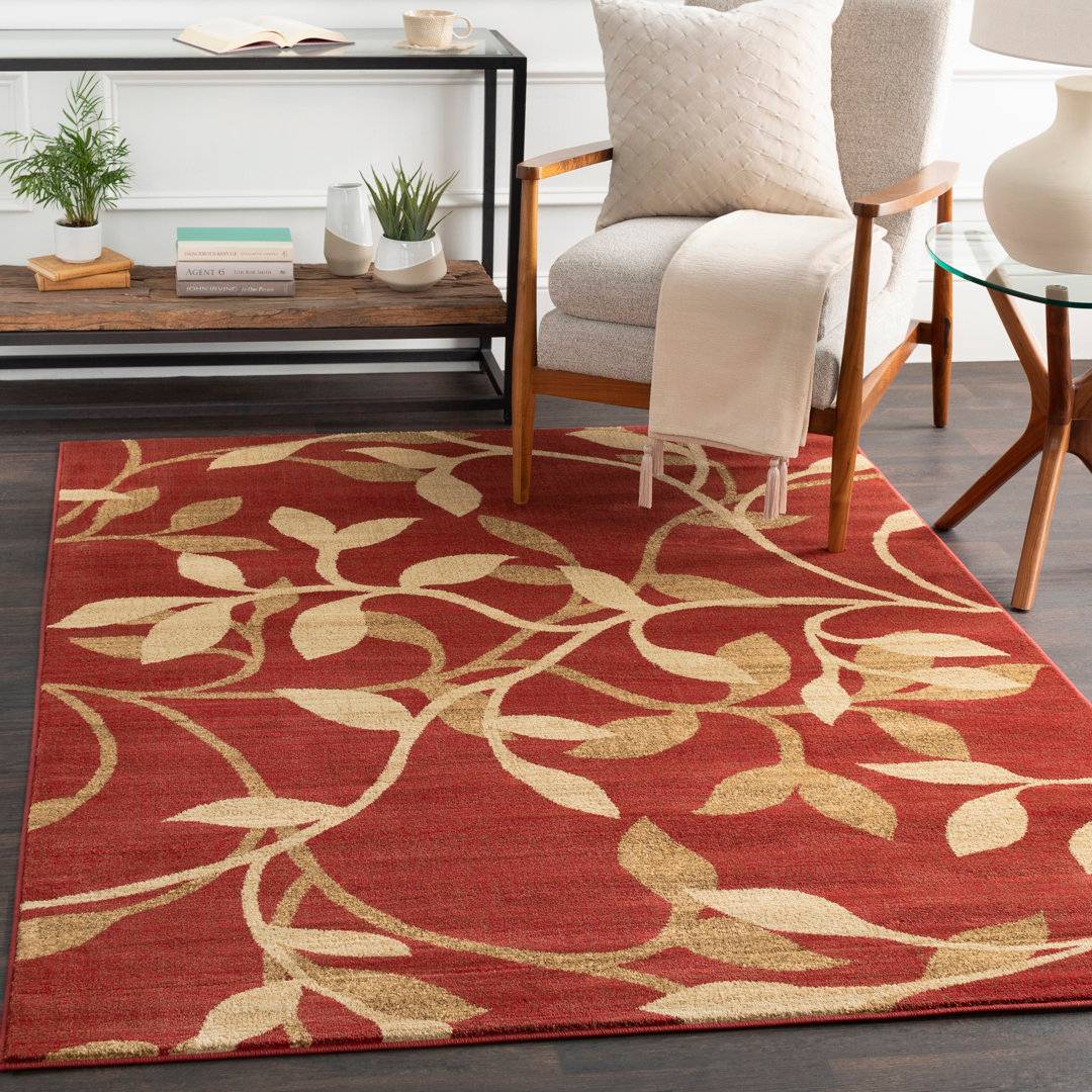 Brayden Studio Power Loom Red Rug Rectangle 160 x 160 cm