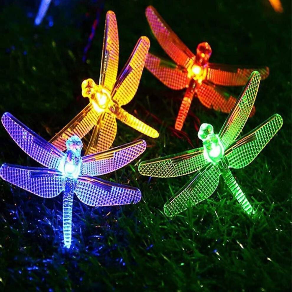HKHBJS Solar Lights 30LED Dragonfly Shaped String Light