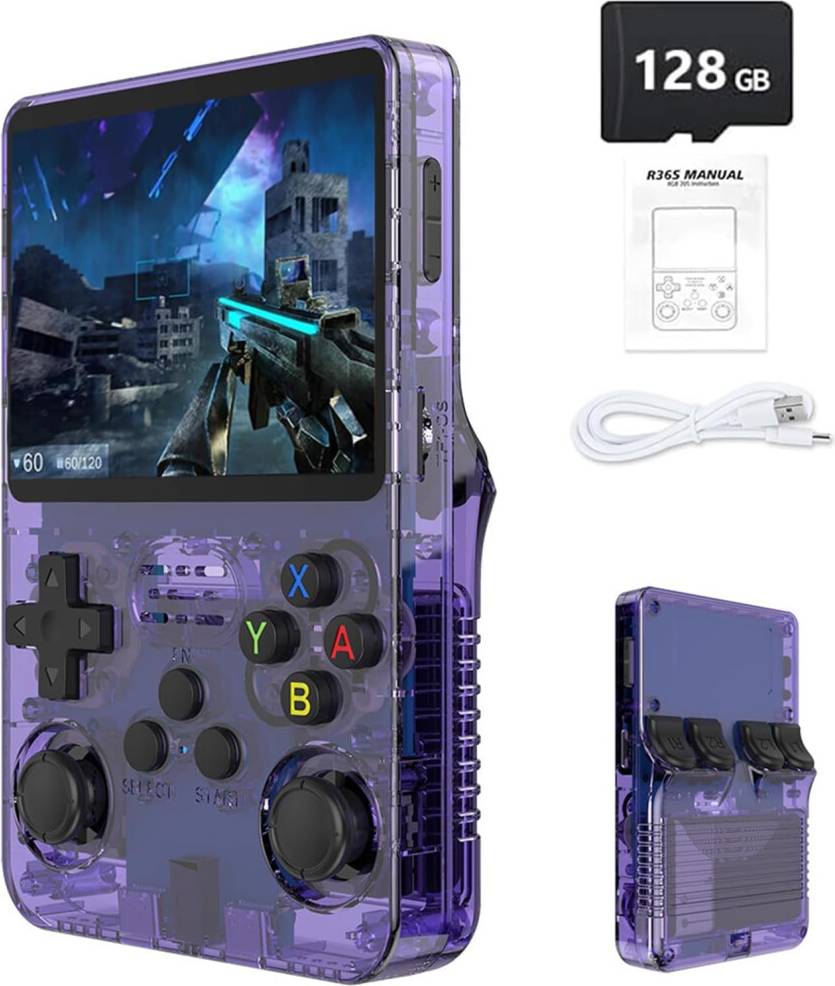Five Leaf R36S Retro Handheld Game Console Purple 128G