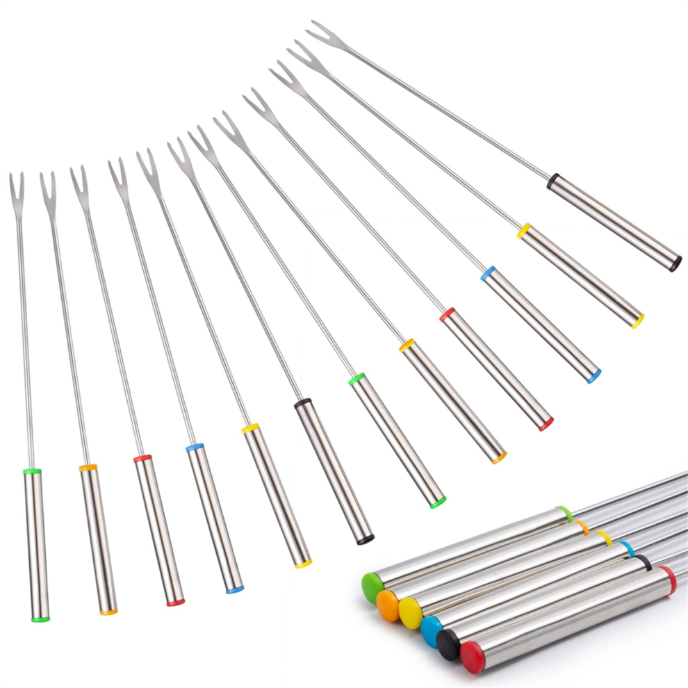 12PCS 9.5 Inch Color-Coded Stainless Steel Fondue Forks
