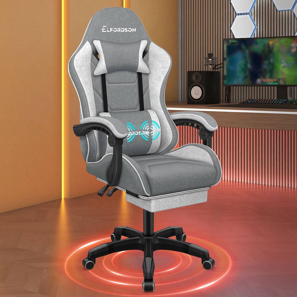 ELFORDSON PC Racing Game Chair Light Grey