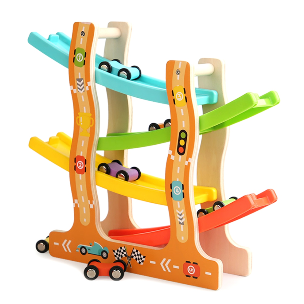 Wooden Racing Slide Cars Track Lot