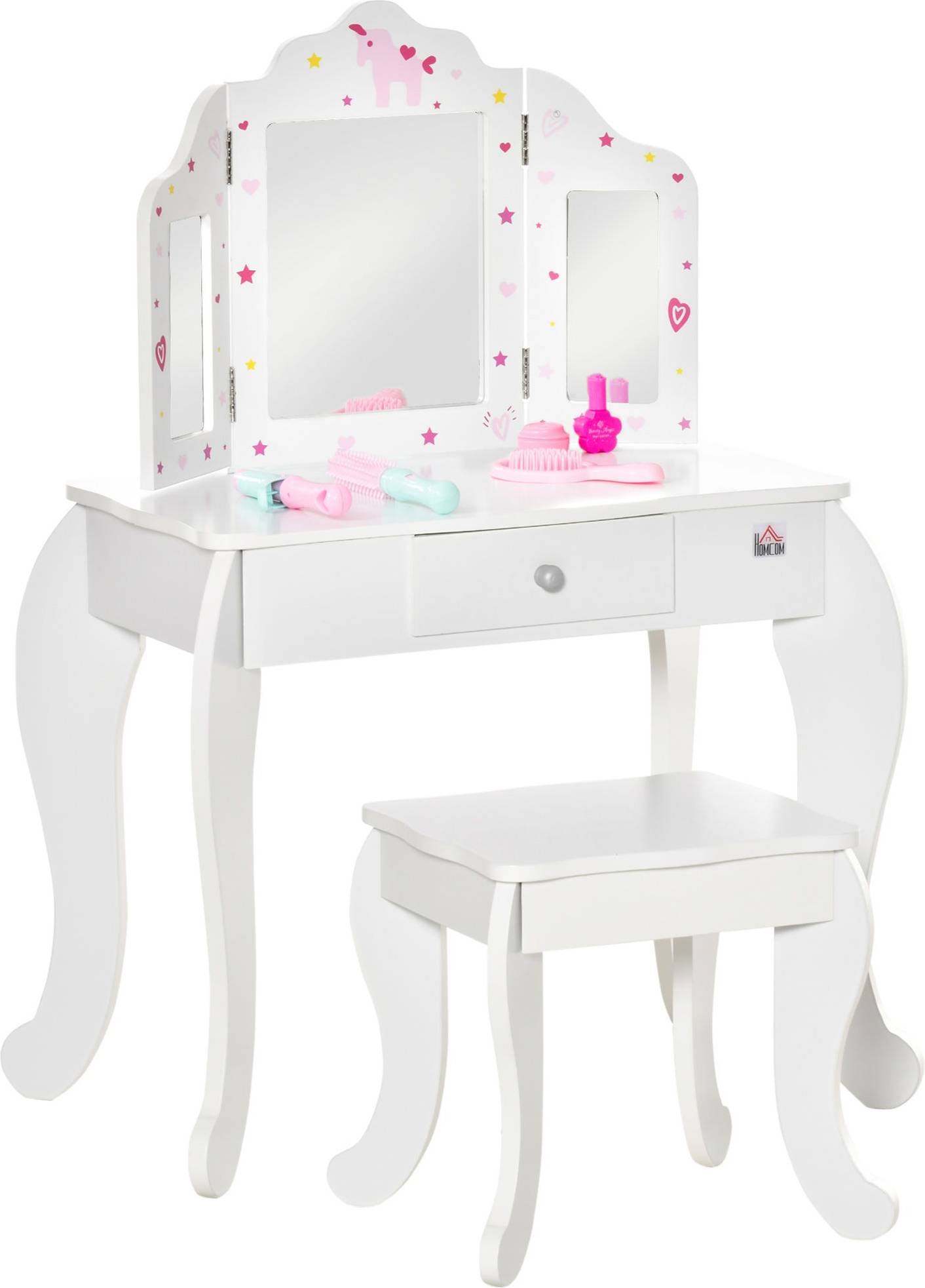 Makeup vanity Homcom Kids Vanity Table Stool Dressing Set