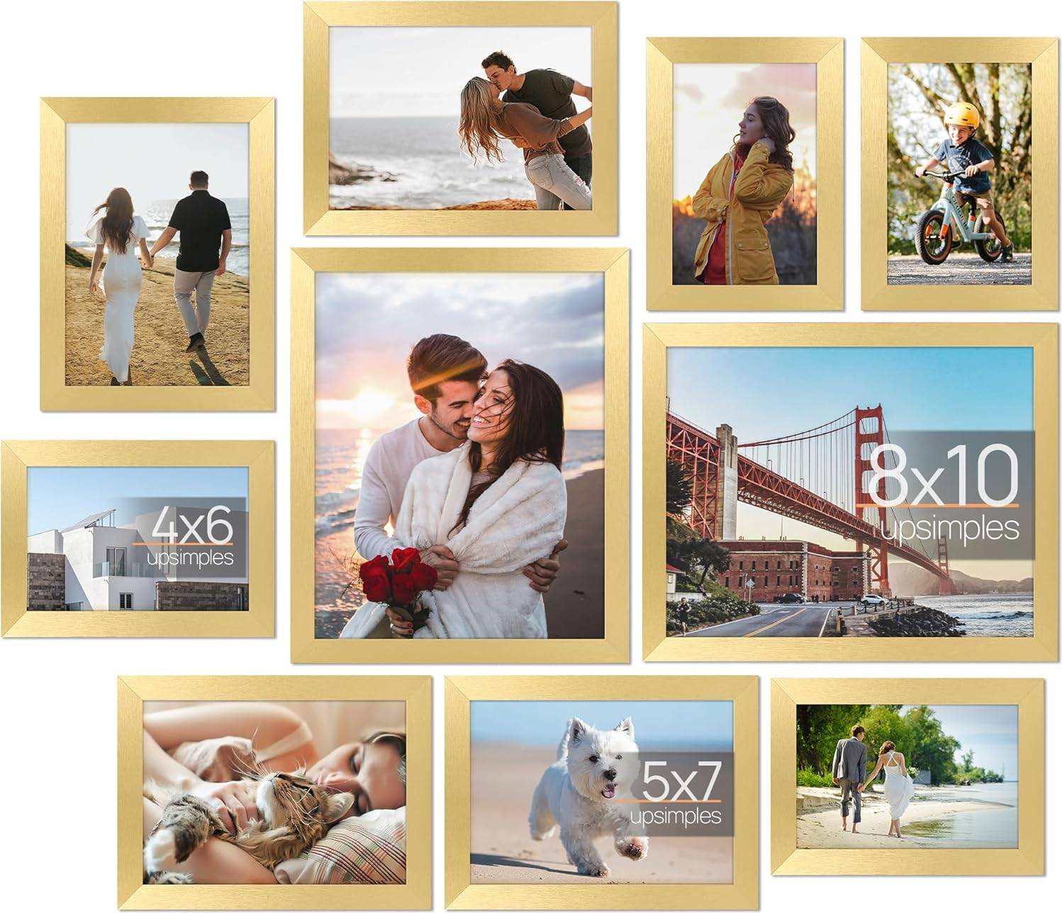 Multi photo frames UPsimples 10 Pack Gold Multi Size Picture Set Photo Frame