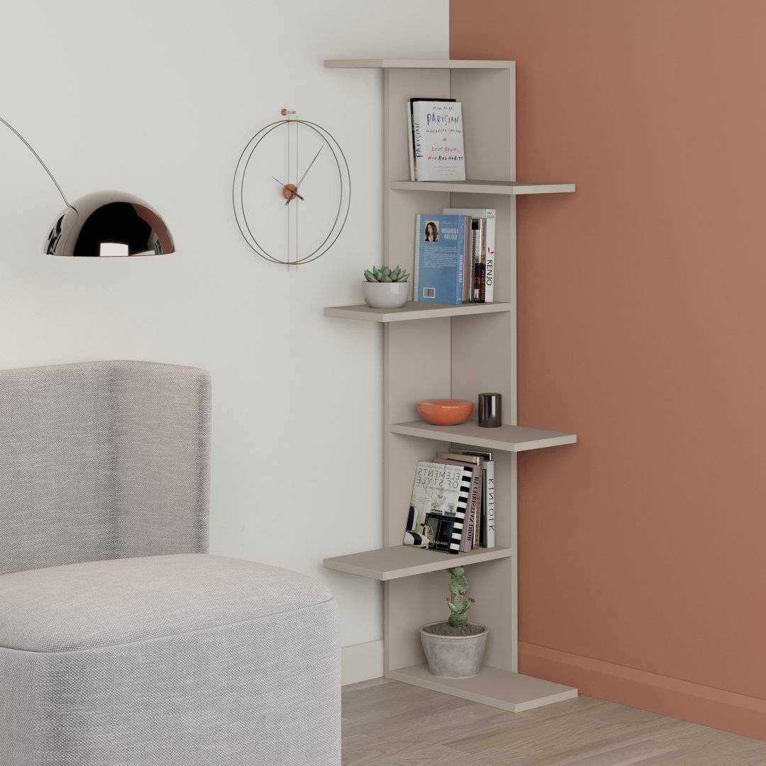 Corner shelf unit Zipcode Design Saso Corner Bookcase 5-Tier Storage Unit Book Shelf