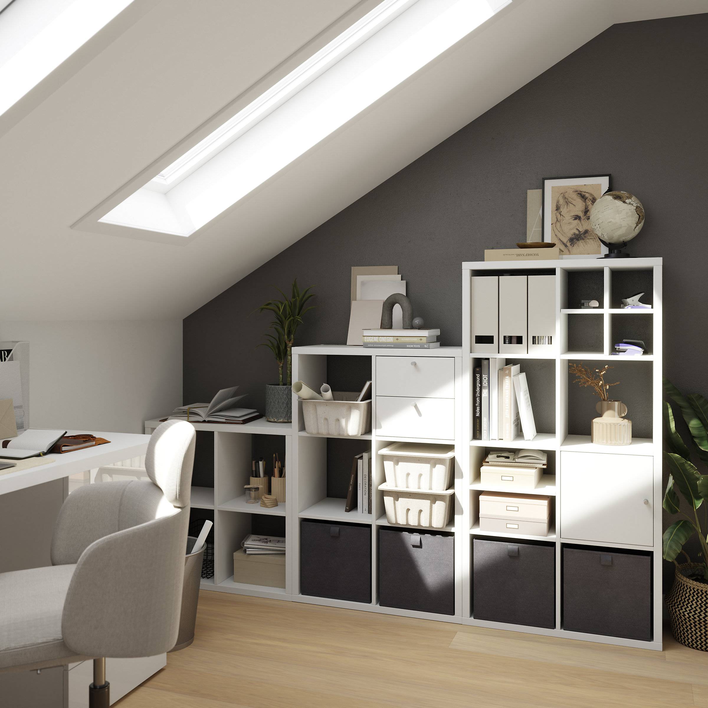 GoodHome Mixxit Modular White Rectangular Shelf 33cm Shelving System