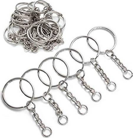 Keychain Ring Set 30pcs Splits Key Ring Hoops with Chain - DIY