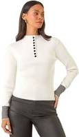 Dusk Buttoned Ribbed Knit Jumper - Ivory