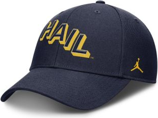 Jordan Brand Michigan Wolverines Slanted Primetime Rise Performance Adjustable Hat - Navy