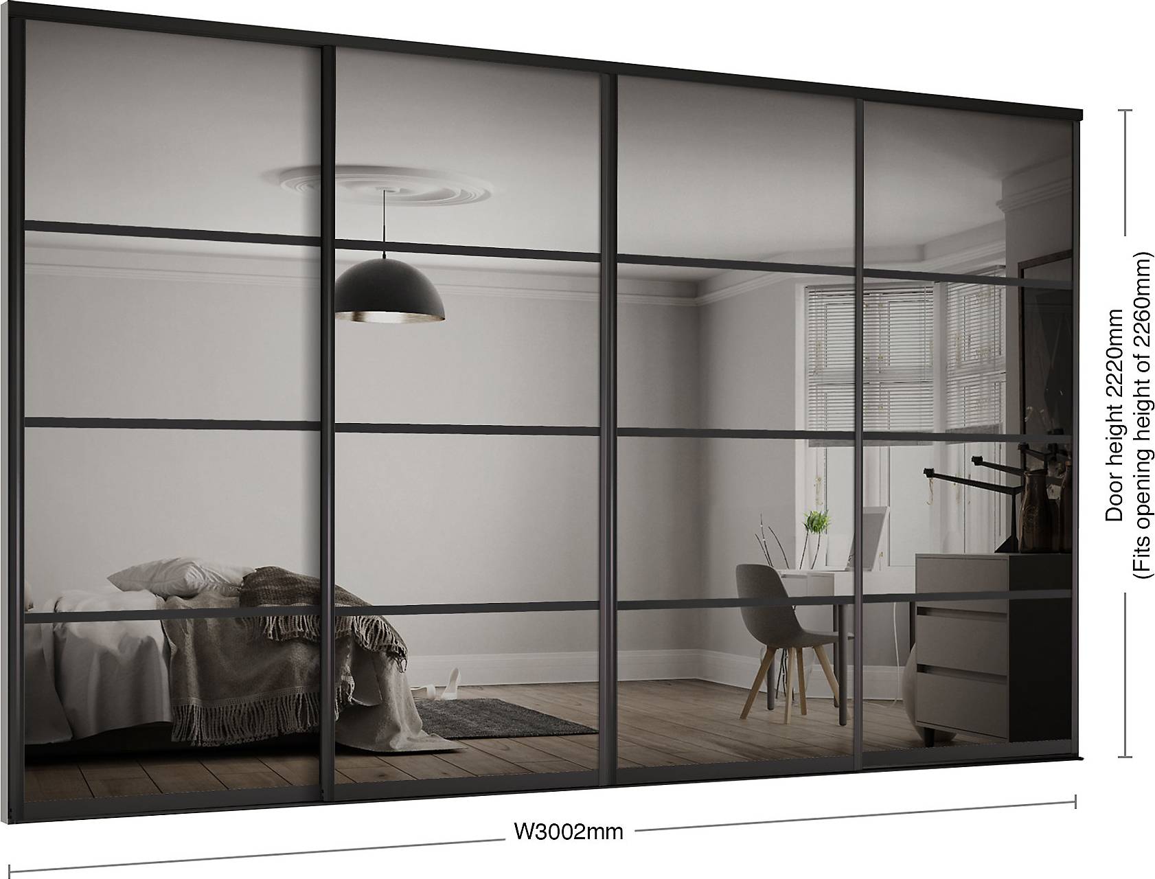 Spacepro Element Black Frame 4 Panel Door Set Wardrobe