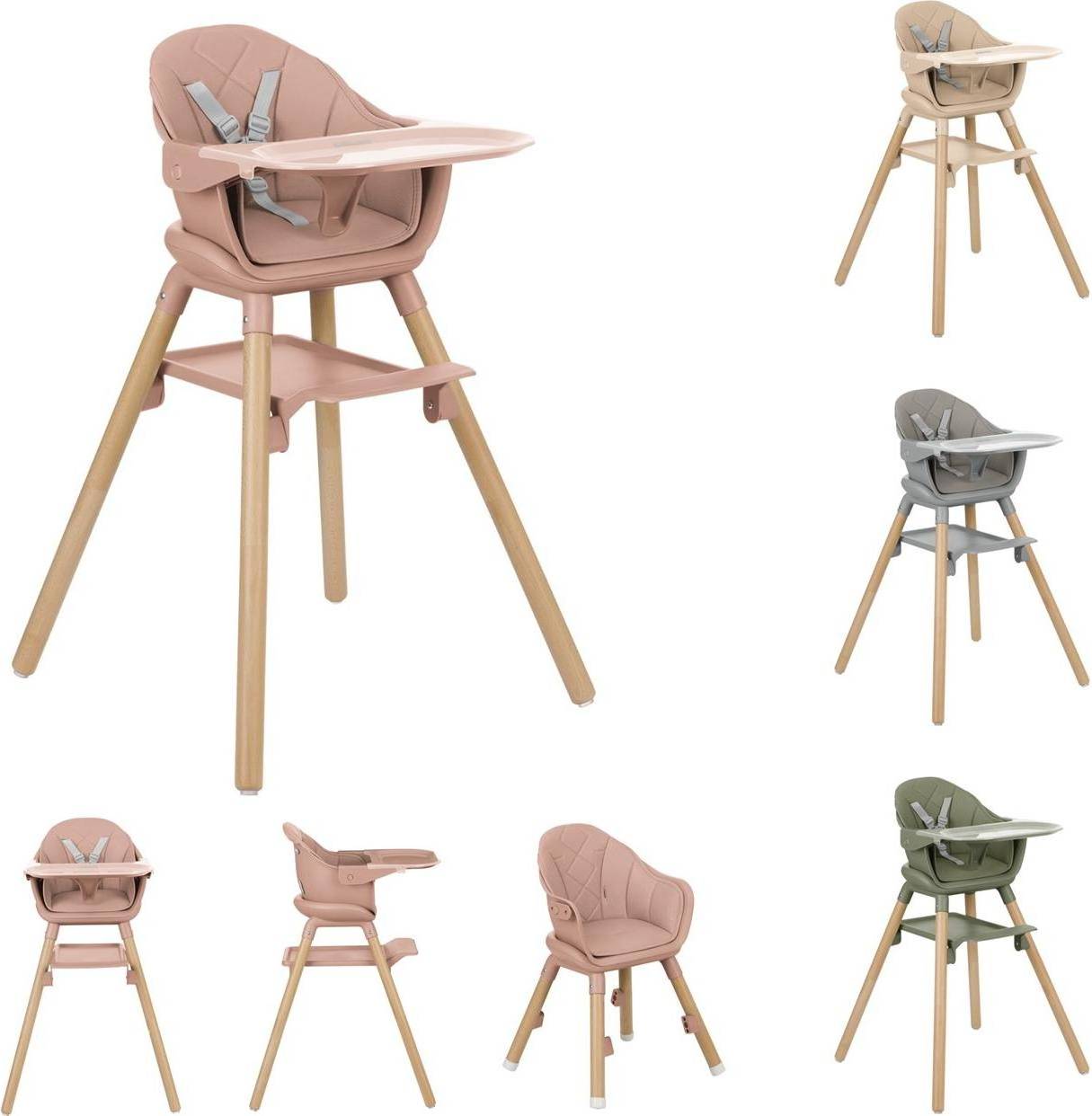 2 In 1 Woody Home Highchair Rosa