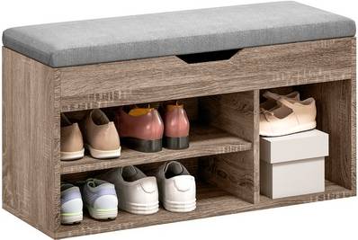 Homcom Sit-On Shoe Unit Hidden Handles Storage Bench