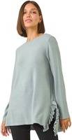 Roman Soft Touch Side Ruffle Top - Dark Green