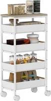 Homcom 5-Tier Kitchen Storage White Trolley Table
