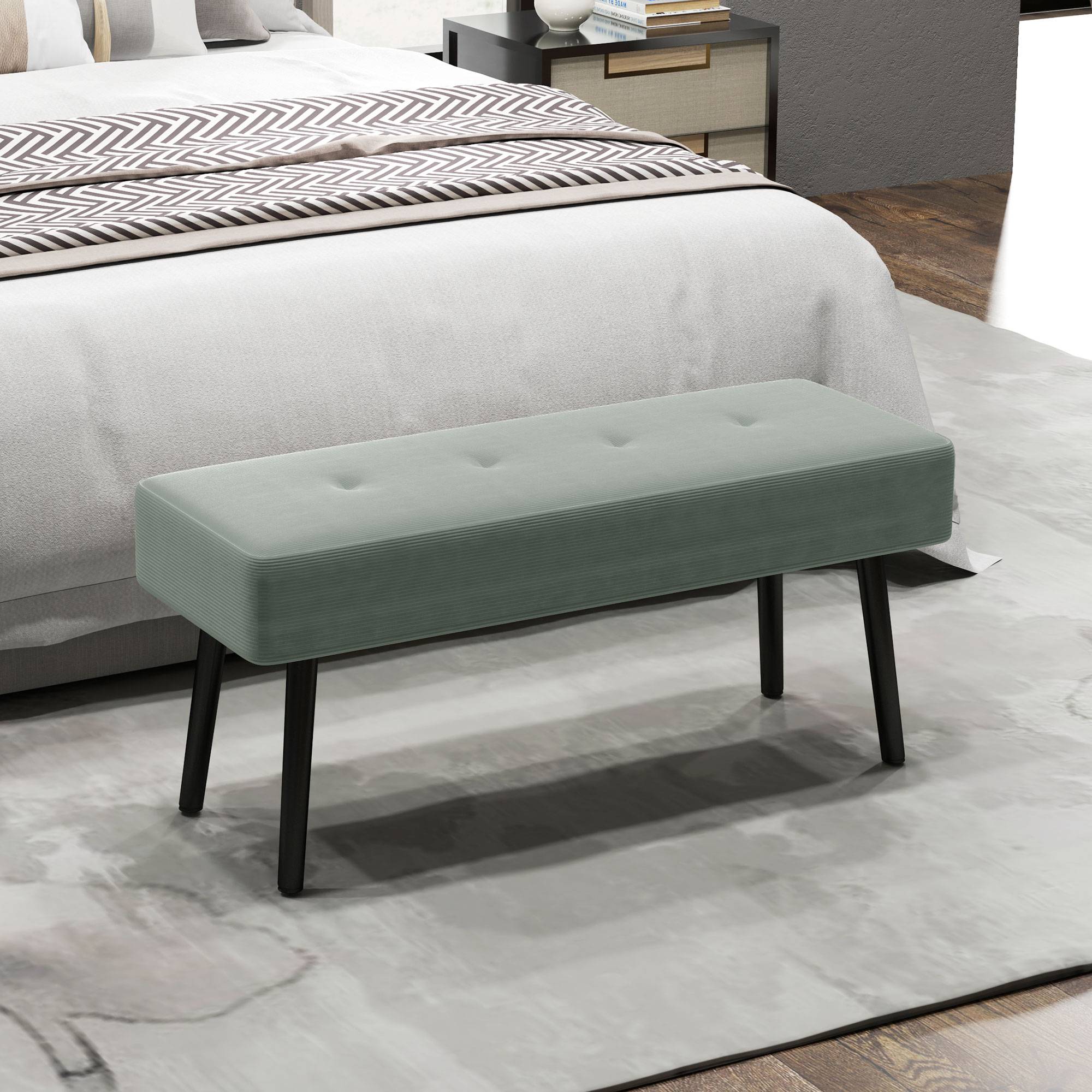 Homcom End Of Bed With Thick Padding Steel Legs Storage Bench
