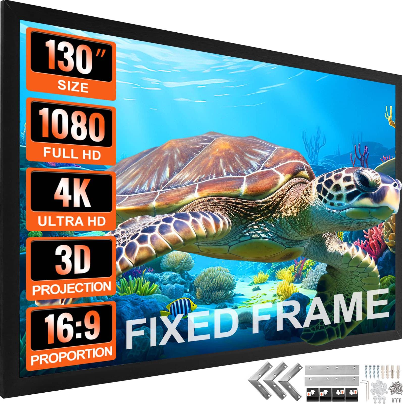 Projector with screen VEVOR 16 9 130 Inch 3D Projection Screen