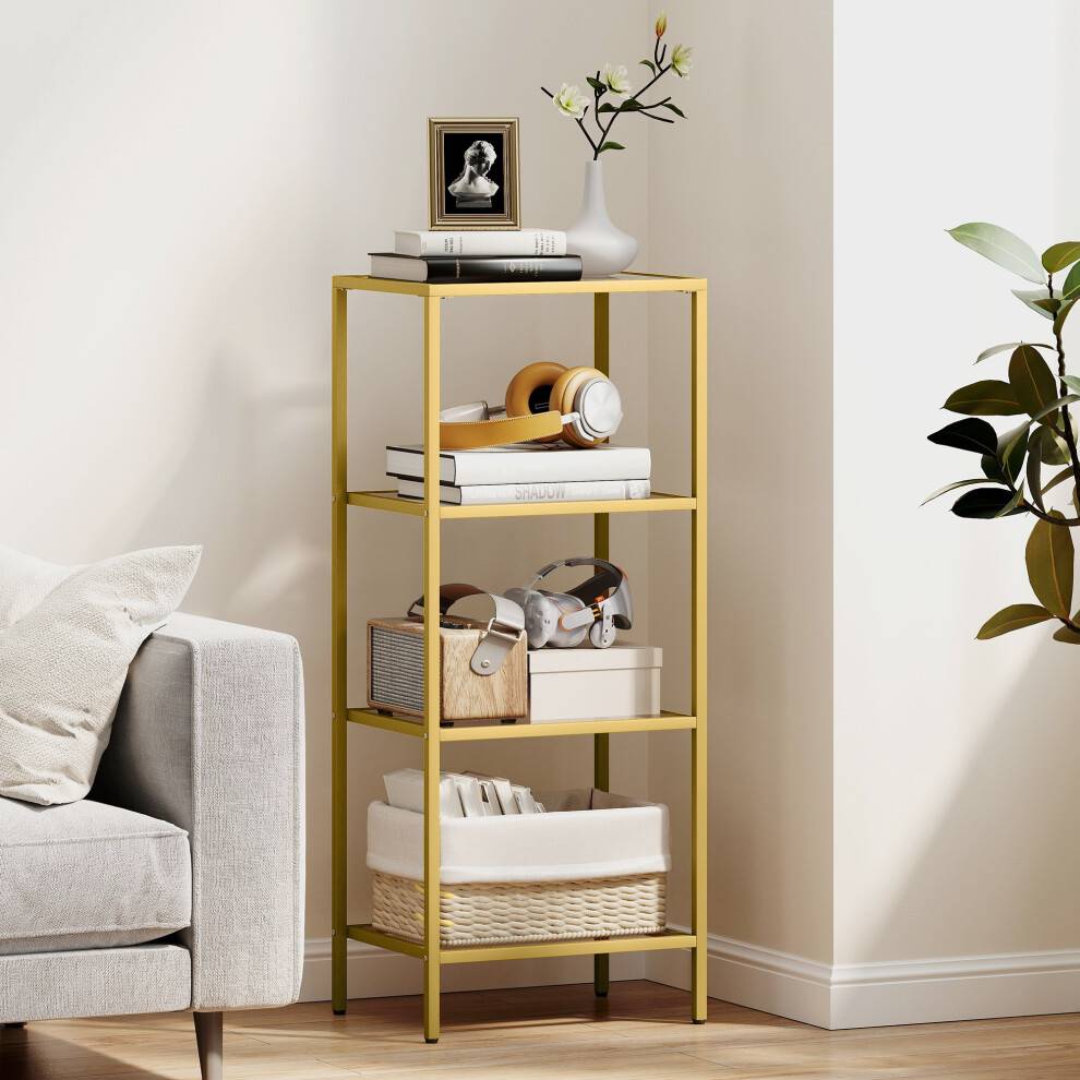 Homcom 4-Tier Modern Glass Shelf Bookshelf Shelving System