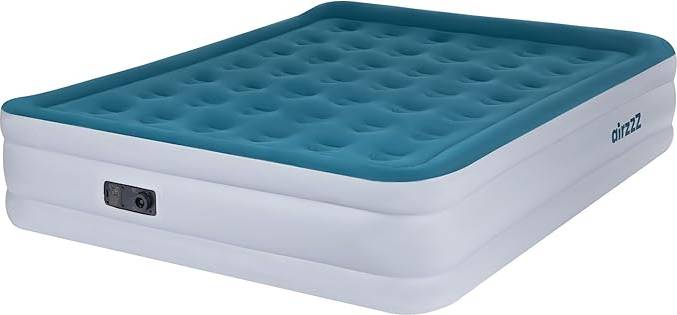 High-Raised Inflatable Air Bed with Built-In Electric Pump Light Blue Double