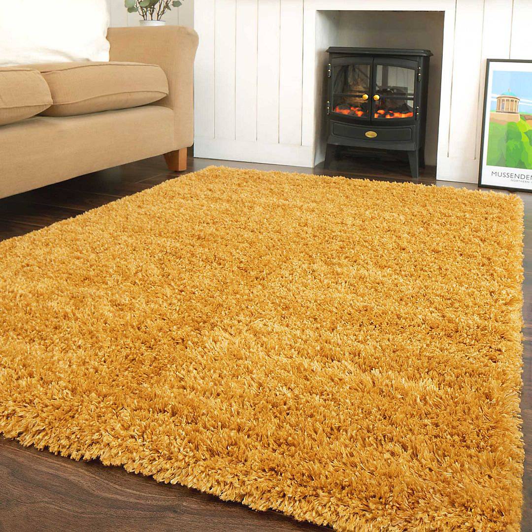 Super Soft Ochre Shaggy Area Rug