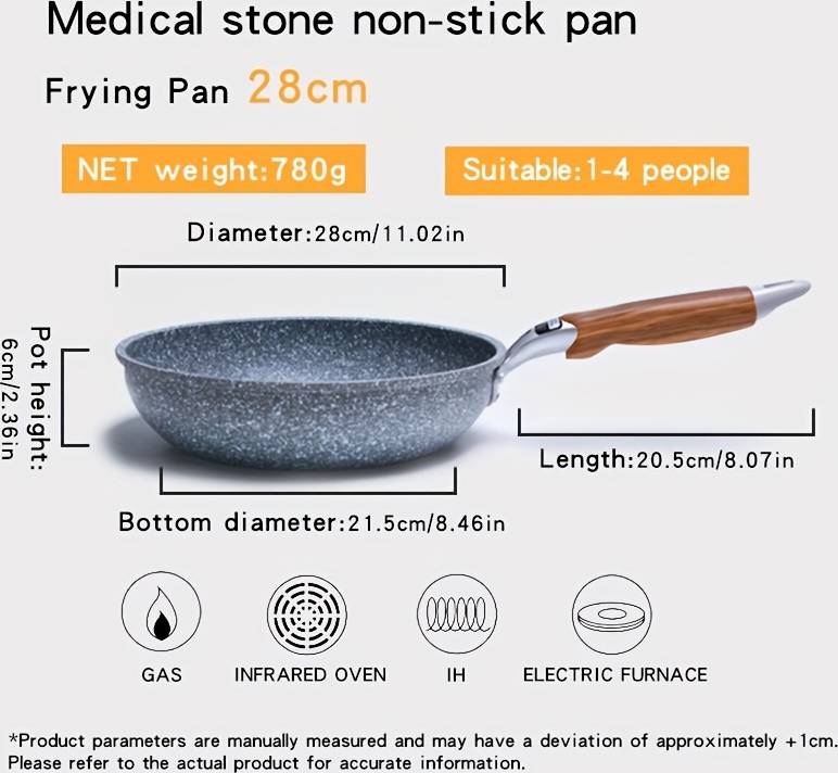 Temu Flat Bottom Frying Pan With Wheat Pattern