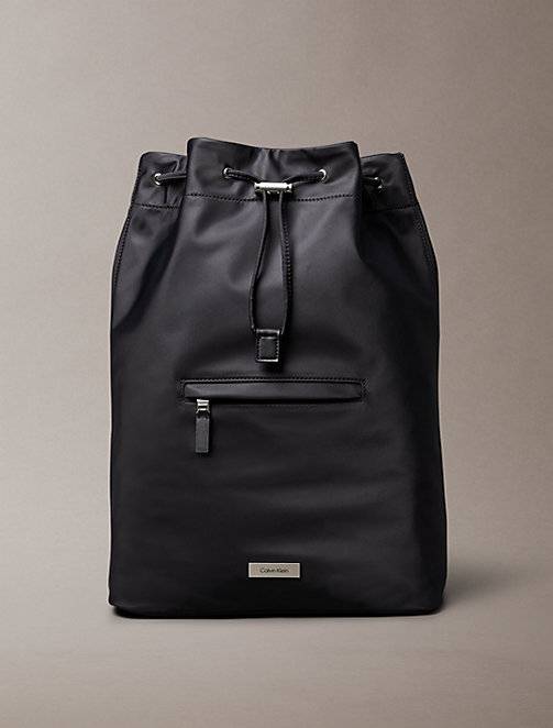 Calvin Klein Matte Nylon Drawstring Backpack - Black