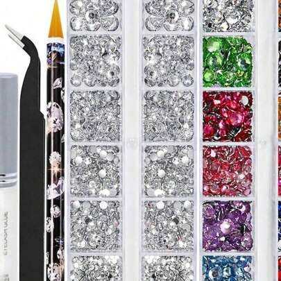 Shein Face Gems Multicolor Flat Back Rhinestone - Multicolor