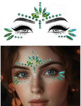 Shein Colorful Face Rhinestone Stickers Y2K