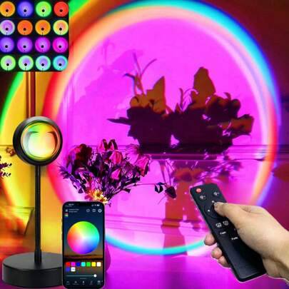 Sunset lamp Shein App Remote Control Sunset Projector Led Lights Table Lamp