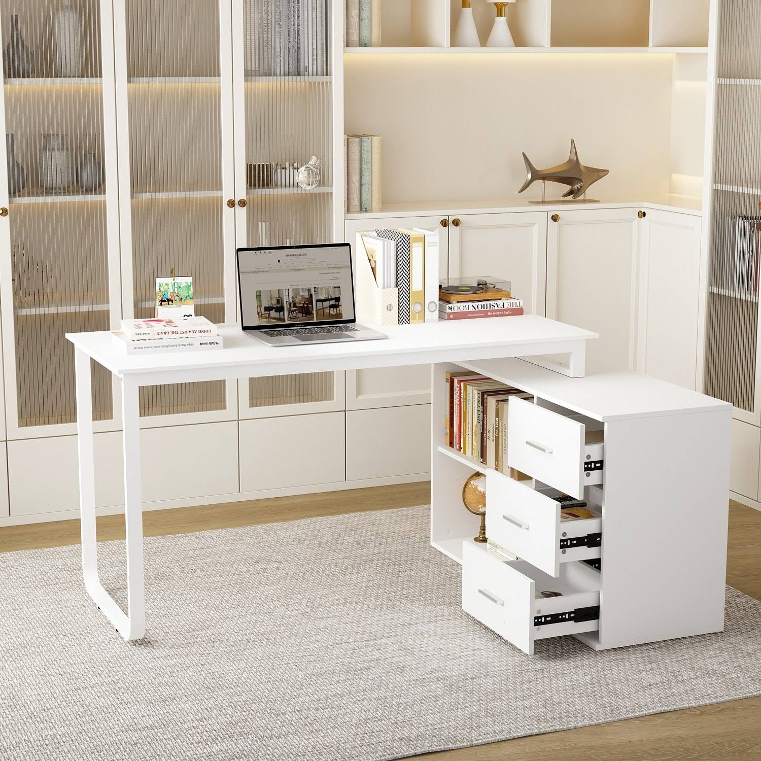 Corner desk with storage Timechee Contemporary Corner with Storage Solutions Writing Desk