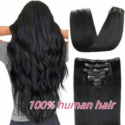 Human hair extensions Shein 7pcs LuxeHair Remy Human Hair Clip-In Extensions