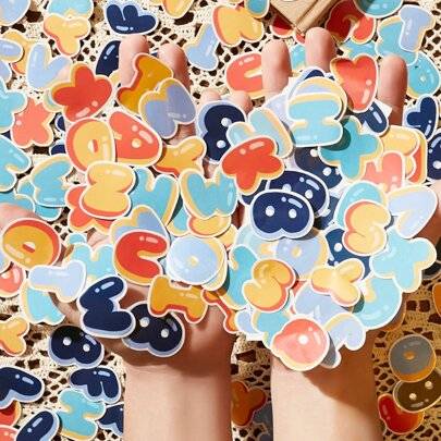 Shein Colorful Cute Alphabet Number Decorative Sticker