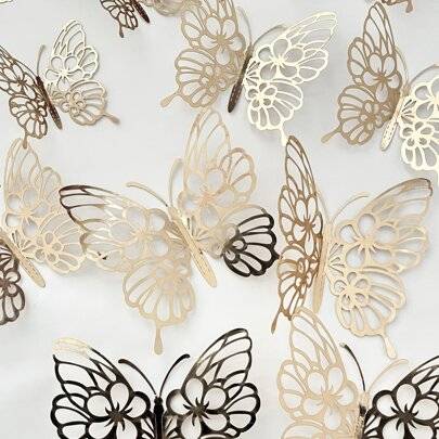 Shein 12pcs PVC 3D Butterfly Sticker Set Window Film