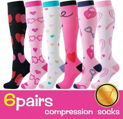 Compression socks for women Shein Women Heart Pattern Compression Socks - Multicolor