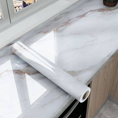 Shein Marble Pattern Waterproof Kitchen Sticker Adhesive Film
