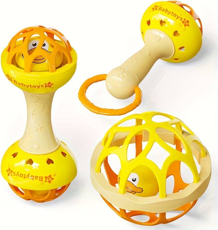 Temu 3pcs Infant Hand Rattle Toy Set