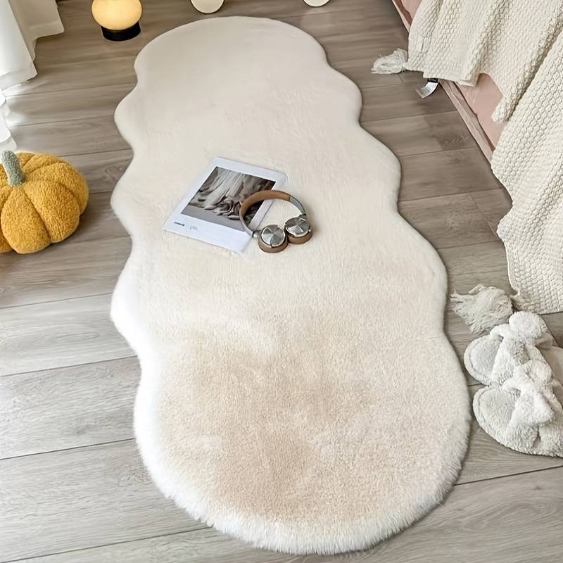 Temu Soft Rabbit Fur Area Mat White
