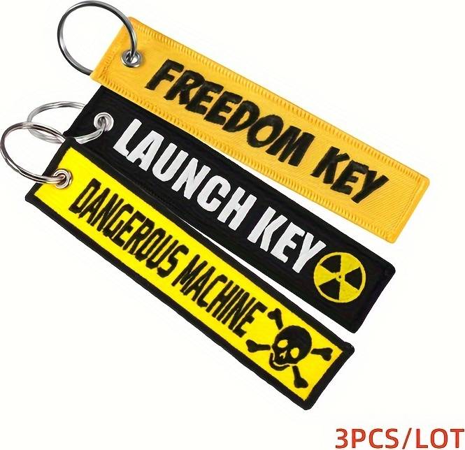 Temu 3pcs Embroidered Keychains Key Launch Alloy Polyester
