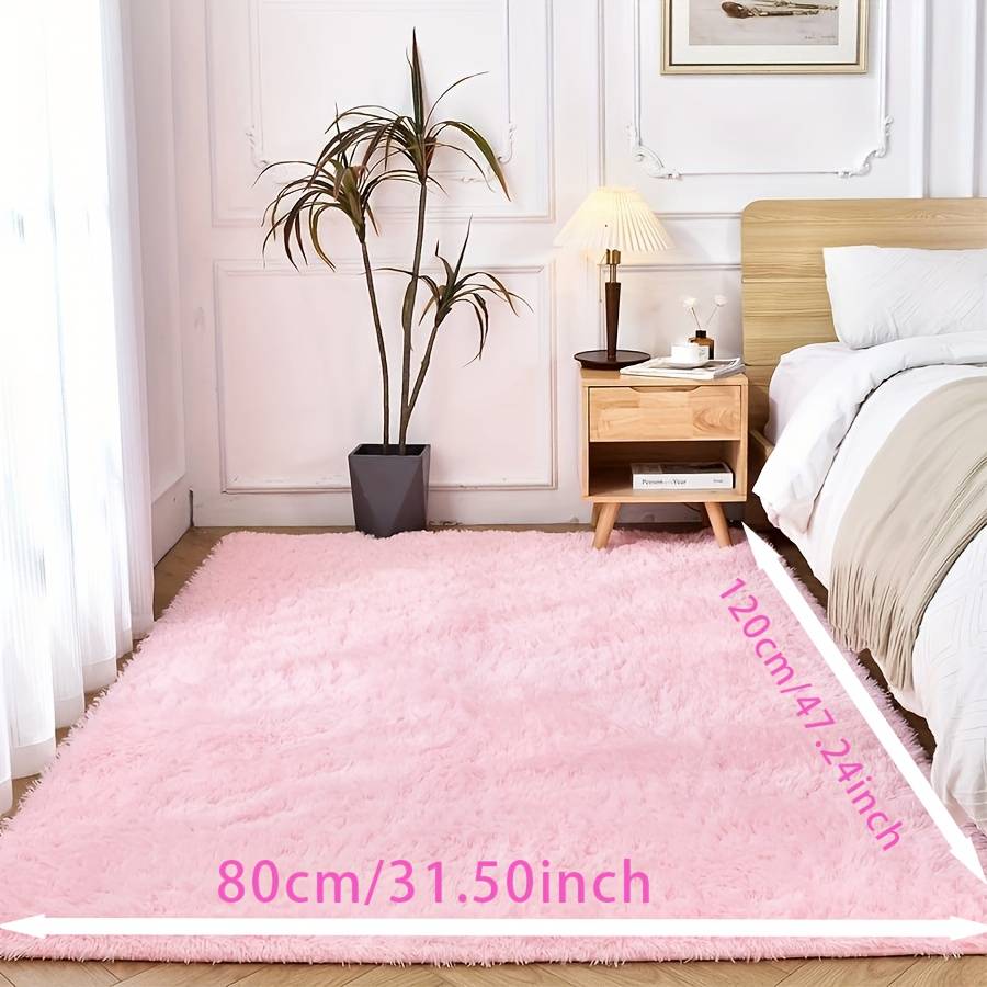 Temu Solid Color Shaggy Area Rug Plush Pink