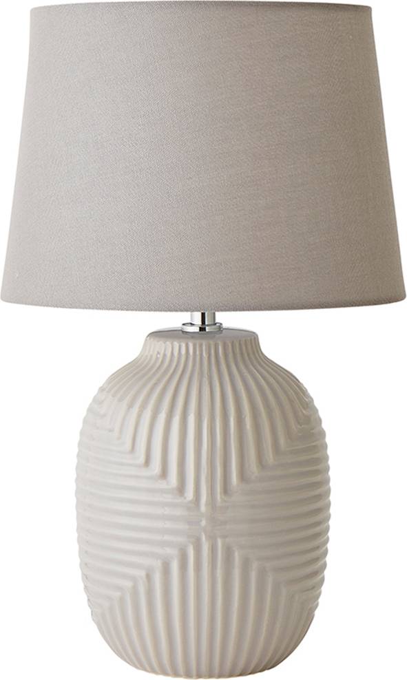ValueLights Harrison Tapered Shade Grey Geo Ribbed Pattern Table Lamp
