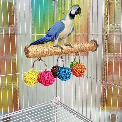Shein Parrot Perch Toy Set With Rope