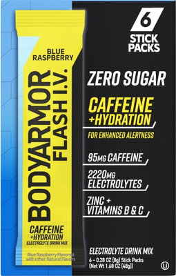 Energy drinks without caffeine BODYARMOR Bodyarmor Caffeine Flash IV Blue Raspberry 6 Pack