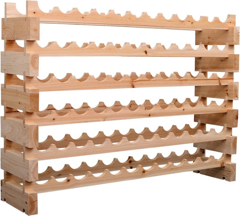 Homcom 72-Bottle Wooden Wine Rack
