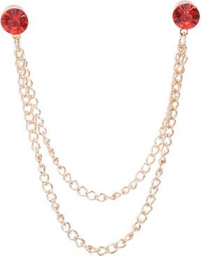 Uxcell Rhinestone Round Tassel Chain Brooch Pins - Red