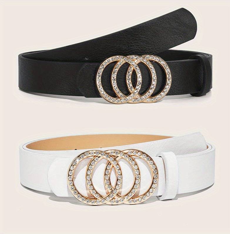 Temu Rhinestone Inlaid Belt Set - 2pcs